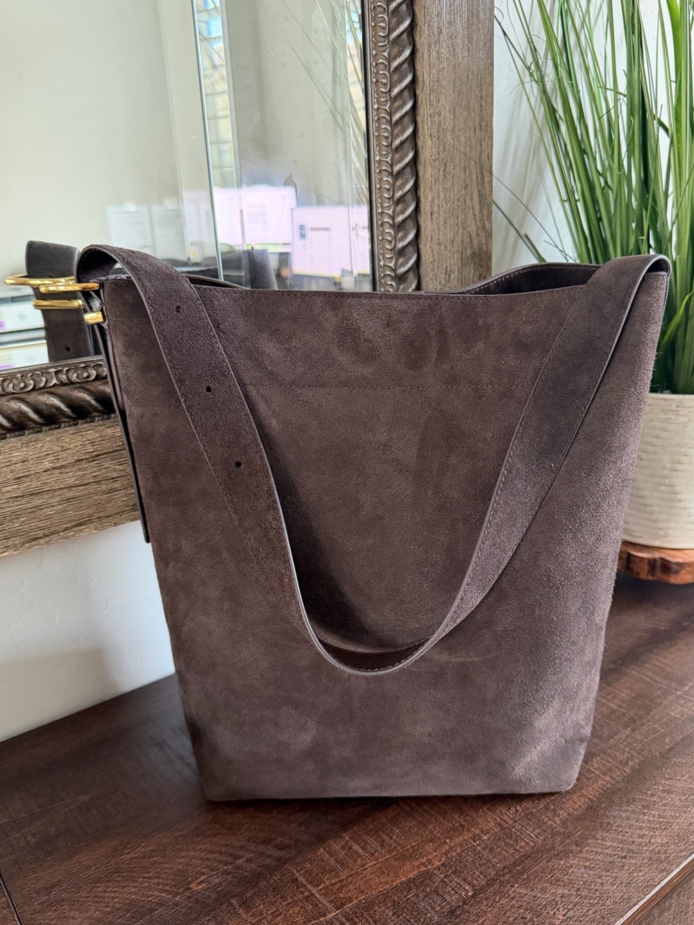 Madewell NM988 Suede Essential Tote Bag Chocolate Brown NWT Luxury